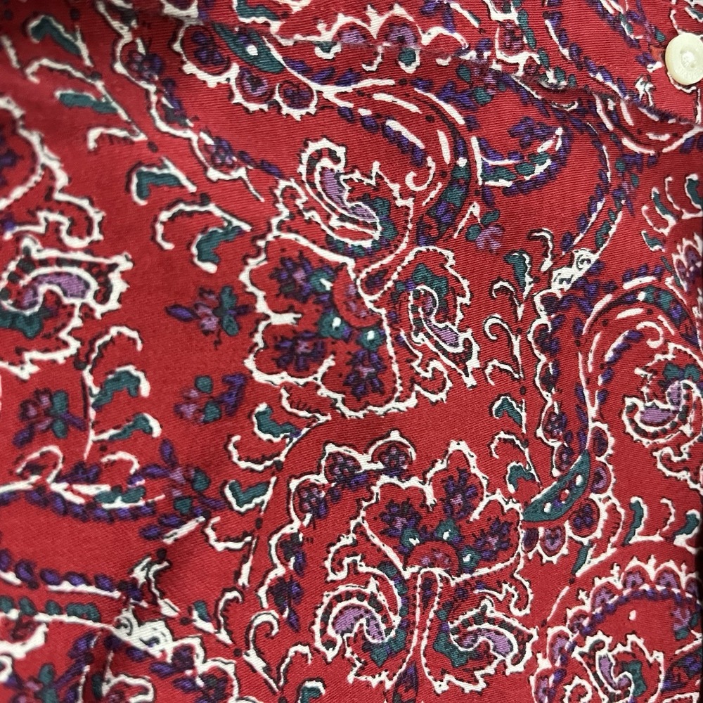 Chaps Button Up Shirt Womens Large Red Paisley No Iron Long Sleeve Blouse Top - Picture 4 of 10